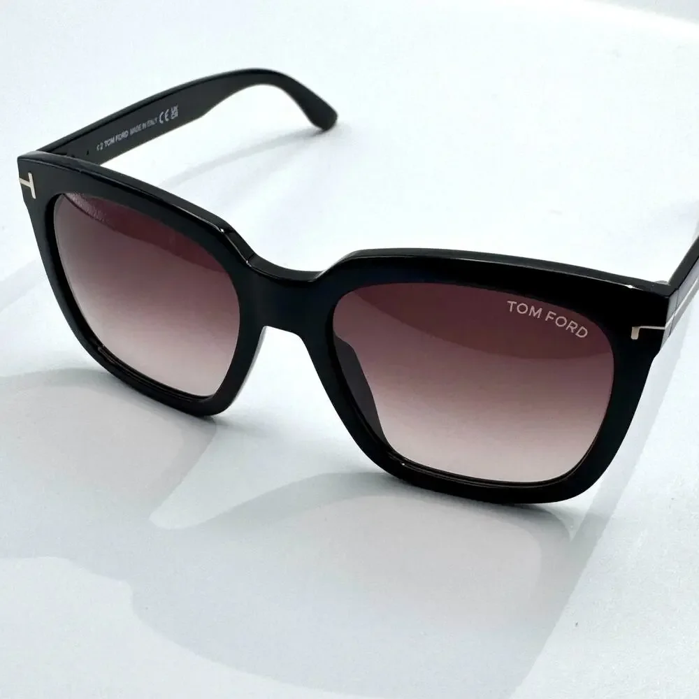 Tom Ford Sunglasses Amarra TF502 01T Black Butterfly Gradient Bordeaux Lens 55mm